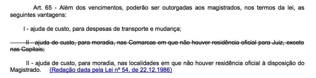 Art. 65 Lei Complementar 35/79 (LOMAN): sem autoaplicabilidade, foi esquecido por anos pelos Tribunais brasileiros